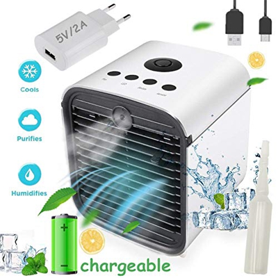 Nifogo Air Mini Cooler Aire Acondicionado Portátil,3-en-1 Climatizador EVO Ventilador Humaporativo Friidificador Purificador de Aire, Leakproof, Nuevo