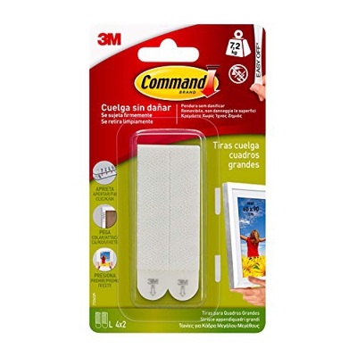 Command 17206 - Pack de 8 tiras para cuadros (grandes, hasta 7.2 kg), color blanco