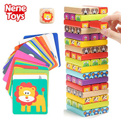 Nene Toys - Torre de Bloques de Madera 4 en 1 con Colores y Animales - Juguete Educativo para Niños Niñas de 4 a 8 años - Juego de Mesa Infantil ideal precio