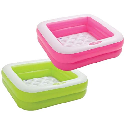Intex 57100NP - Piscina infantil hinchable, forma cuadrada color rosa o verde, 85 x 85 x 23 cm (modelo variable según imagen)