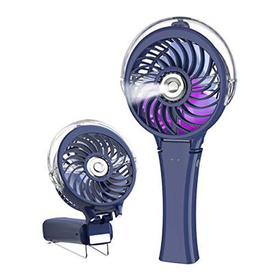 HandFan Ventilador Personal Recargable Ventilador eléctrico Recargable Mini USB Ventilador Recargable con 2000 mah Funciona con Pilas y luz de Flash p