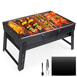 Fixget Barbacoa de Carbón, Barbacoa Portátil Plegable Asador al Aire Libre Parrillada de Acero Inoxidable, Fiesta BBQ de Familia Jardín Exterior de 3- en oferta