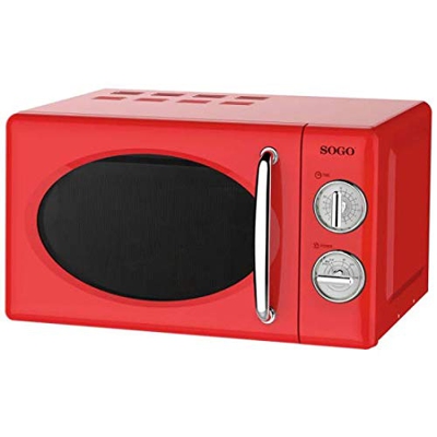 Microondas estilo Retro, capacidad 20 Litros, 700 W, temporizador, varios niveles de potencia, color Rojo