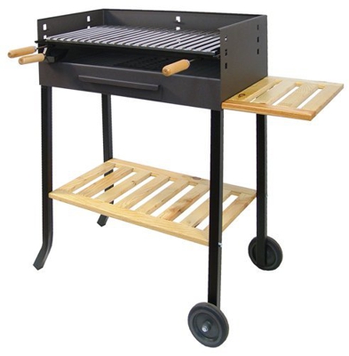 IMEX EL ZORRO 71450 71450-Barbacoa con Ruedas y Parrilla INOX, 88 x 68 x 40 cm, Color, Negro, 88x68x40 cm