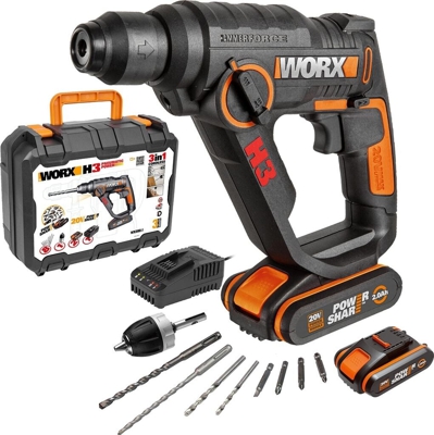 H3 Marti/Taladro/Atorn 20V 2Ah 2Bat Worx POWER SHARE WX390.1