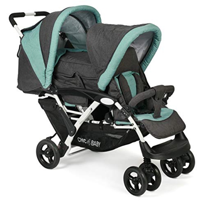 CHIC 4 BABY Cochecito gemelar DUO Melange mint - turquesa