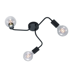 Lámpara de techo metálica negra modelo Diallo 3xE27 ø47cm. (Trio Lighting 608000332) características