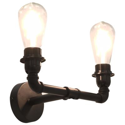 Lámpara de pared doble negro 2 bombillas E27 - VIDAXL