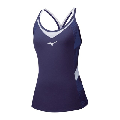 Mizuno Printed Camiseta De Tiras Mujeres - Azul Oscuro, Blanco