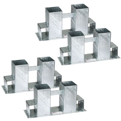 Ayudas para apilar leña en metal galvanizado al fuego 4 piezas, Plata