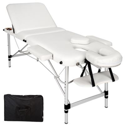Camilla para masajes 3-zonas con acolchado de 5cm de aluminio, Blanco características