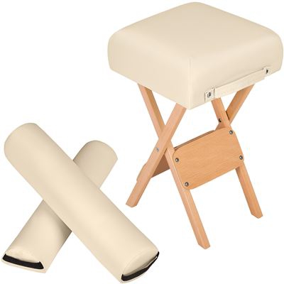 Taburete con dos cojines rollo, Beige