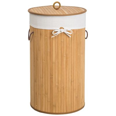 Cesto para la ropa con saco interior 57L, Beige