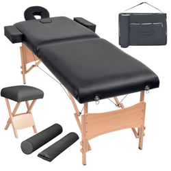 Set mesa plegable vidaXL, masaje y taburete 2 zonas 10 cm grosor Negro características