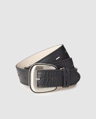 Fashion Focus - Cinturón De Mujer Perforado En Negro Con Grabado Coco