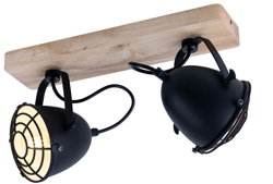 EGLO Focos Gatebeck 2 bombillas acero y madera negro precio