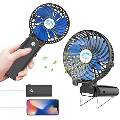HandFan Ventilador Personal portátil con Pilas de 5200mAh Banco de alimentación Ventilador de Mano 3 Velocidades/Tiempo de Trabajo 5-20H para el hogar