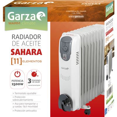 Garza Sahara - Radiador de aceite de 11 elementos con ruedas, potencia 2500W