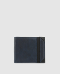 Abbacino - Cartera De Hombre Tipo Americana De Piel Vacuna En Azul Con Logotipo Grabado precio