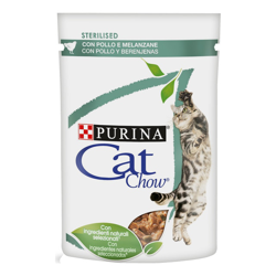 Purina Cat Chow - Comida Húmeda Para Gatos Adultos Esterilizados Pollo Y Berenjenas En Salsa 85 G características