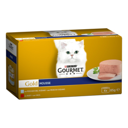 Gourmet Gold - Comida Húmeda Para Gatos Adultos Purina Pescado Y Buey 4 X 85 G en oferta