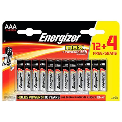 Pilas Alcalinas Energizer Max AAA BP16 12+4