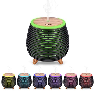 Ckeyin Humidificador Electrico，Humidificador Aceites Esenciales，Silencio, Lámpara de 7 Colores, 2 Modos de Pulverización, Apagado Automático, Hogar, D