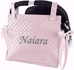 Danielstore- Bolso Talega Lactancia PERSONALIZADA Con 1 o 2 Nombres Plastificada para carro- capazo bebe características