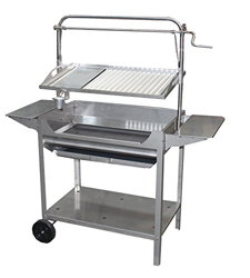 IMEX EL ZORRO Barbacoa Inoxidable con Parrilla-Plancha, Elevador, Ruedas y Bandejas, Gris, 124x50x140 cm, 71766 características