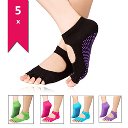 Isuper 5 Pares Calcetines Socks Antideslizantes con Dedos Descubiertos Yoga Pilates Danzas Tobilleros Mujeres características