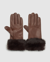 El Antílope - Guantes De Piel En Marrón Con Puños De Pelo Natural precio