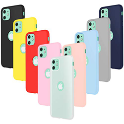 Leathlux 9 x Funda iPhone 11, 9 Unidades Caso Juntas Fina Silicona TPU Flexible Colores Carcasas iPhone 11 / XIR / XR2 6.1"-Rosa Carmesí Gris Azul Cie en oferta
