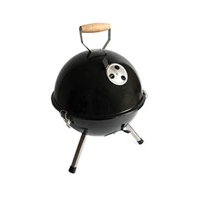Projects - Mini barbacoa de bola de metal - Mango de madera con tapa - Parrilla de carbón para barbacoa y parrilla - Carbón vegetal adecuado - Portáti