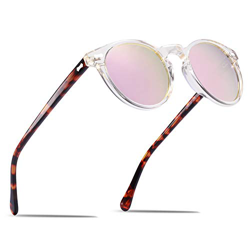 Carfia Vintage Polarizadas Gafas de Sol Mujer Hombre UV400 Protección para Viajes Conducir (Marco Transparente Espejo Rosa) en oferta