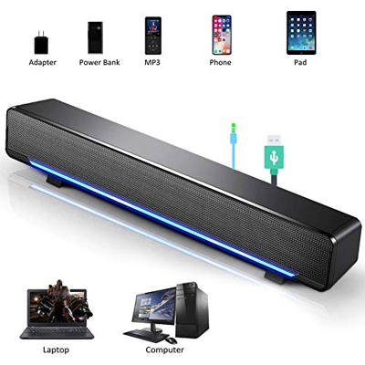 Altavoces HiFi PC, Estéreo 3D, con Cable 3.5mm Connector, Móviles Tablets TVs Ordenador Portátil/Sobremesa MP3-MP4 Videojuegos, Sistema de Sonido Envo