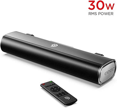 Mini Barra de Sonido 2.0 Canales para TV/PC, BOMAKER 30W Mini Soundbar Portátil Inalámbrico, Altavoces Bluetooth 5.0 con Control Remoto, Taipo I, Sopo