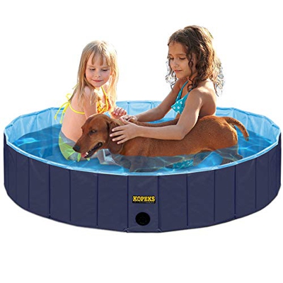 KOPEKS Piscina Pequeña Mediana Infantil Ideal para Niños/Mascotas Perros 80 x 20 cm - Azul Marino y Celeste - S/M