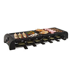 Gran mesa de raclette parrilla parrilla eléctrica para 12 personas 2 placas de barbacoa (12 Sartenes, 1800 W, antiadherente, parrilla de fiesta) precio