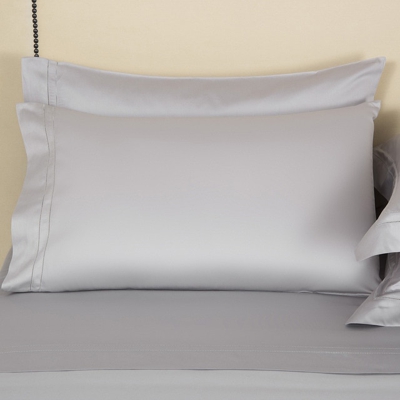 Frette - Funda De Almohada De Algodón Satén Doppio Ajour Gris 51 x 71 cm