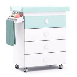 Alondra - Mueble Bañera/Cómoda Con Cambiador Bubble Blanco/verde Mint en oferta