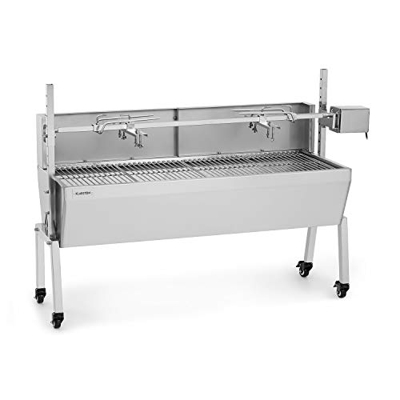 KLARSTEIN Sauenland Pro Grill para cochinillos - Pincho Giratorio, Motor eléctrico 15W, Varias Alturas, 4 Parrillas, Protegido del Viento, CrystalStee