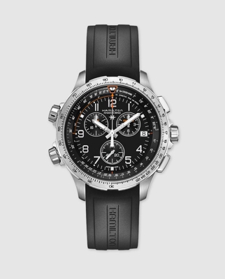 Reloj Hamilton X-Wind Chrono cuarzo GMT correa caucho esfera negra H77912335
