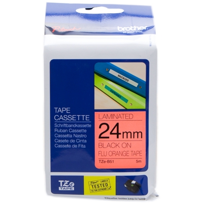 Brother TZe-B51 (TZ-B51) cinta mecanografica negro sobre naranja (señal)