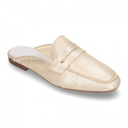 Mocasín Destalonado Tipo Mule En Piel Metalizada. 35 Oro en oferta