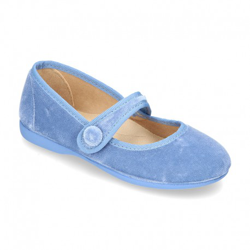 Mercedita Niña Con Velcro Botón En Terciopelo. 18 Azul en oferta