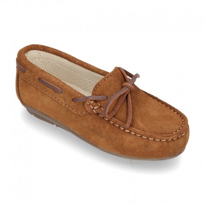 Mocasín Clásico Lazos En Cuero Piel Serraje. 45 Cuero