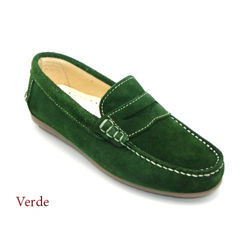 Mocasín Antifaz Mayores Piso Conductor En Serraje. 34 Verde Botella. precio