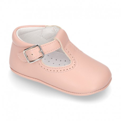 Nuevo Pepito Bebé Con Hebilla En Piel Napa En Colores De Temporada. 18 Rosa Maquillaje en oferta