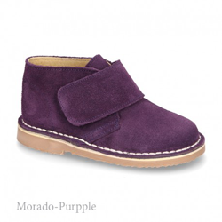 Bota Safari O Pisacacas Con Velcro En Piel Serraje. 34 Morado en oferta