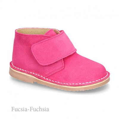 Bota Safari O Pisacacas Con Velcro En Piel Serraje. 23 Fucsia
